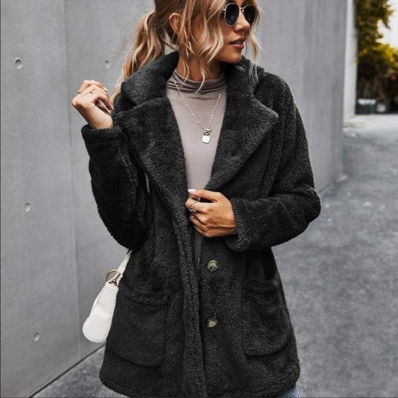 Redwood pocket button  teddy pea coat jacket - Picture 13 of 13